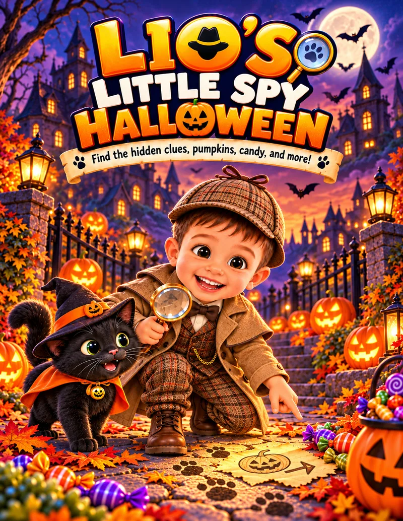 Cover of Lio's Little Spy Halloween, a spooky-cute detective activity book.